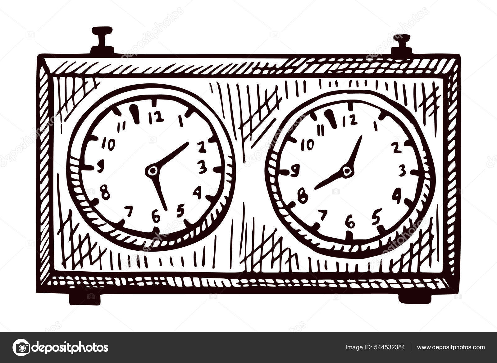 Relógio Xadrez Esboço Isolado Relógio Retro Para Jogo Xadrez Estilo imagem  vetorial de lukovalidiia© 544532384